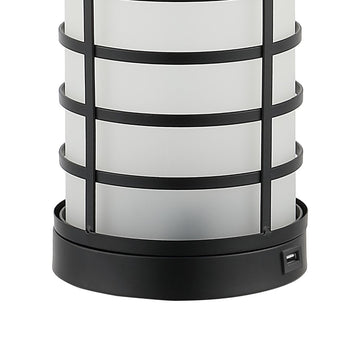 Jayce 27" Modern Industrial Iron Nightlight LED Table Lamp with USB Charging Port - JONATHAN Y